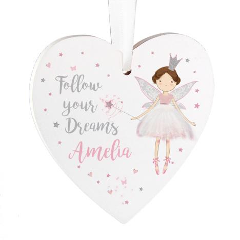 Personalised Fairy Princess Wooden Heart Decoration £8.99
